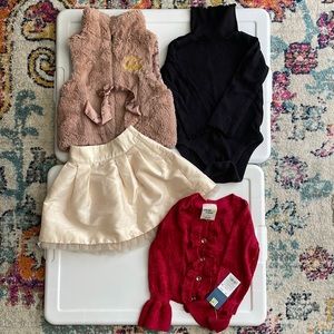 Girls dressy clothes bundle (Janie and Jack skirt, turtle neck, vest, sweater)